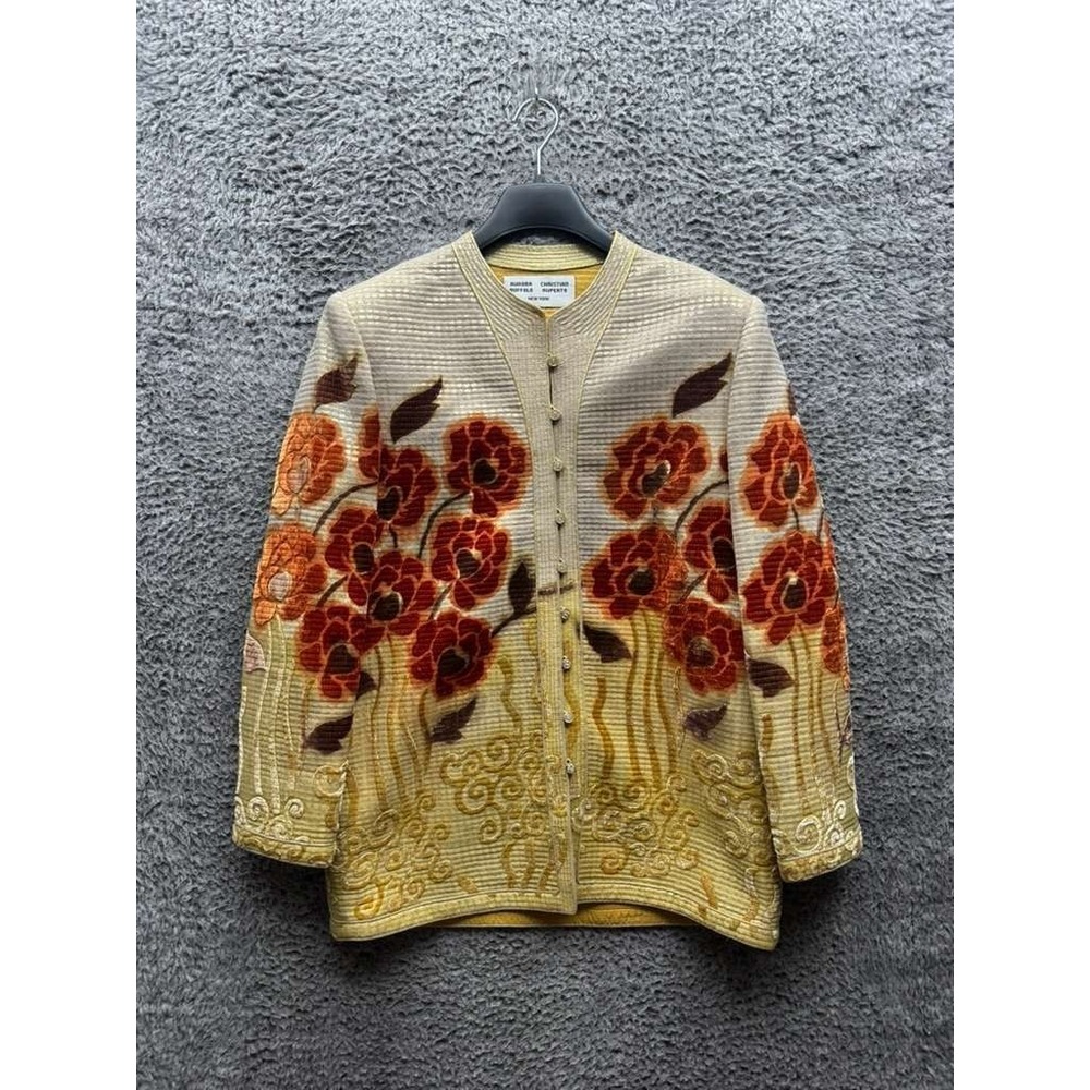 Aurora Ruffolo Christian Ruperto New York Floral Embroidered Cardigan Womens M/L - Picture 1 of 10